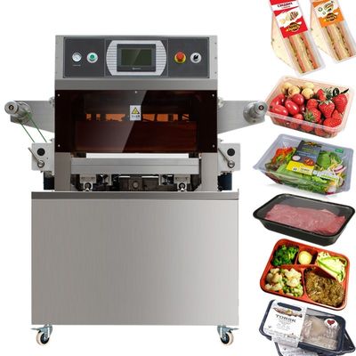 qualidade  semi automatic food modified atmosphere vacuum tray sealer map vacuum tray sealing machine with gas filling fábrica