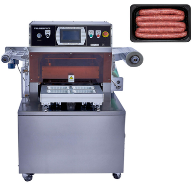 Máquina do skinpack do vácuo da carne de peixes do atum do aferidor da bandeja do alimento da máquina de empacotamento da pele de Ruibao