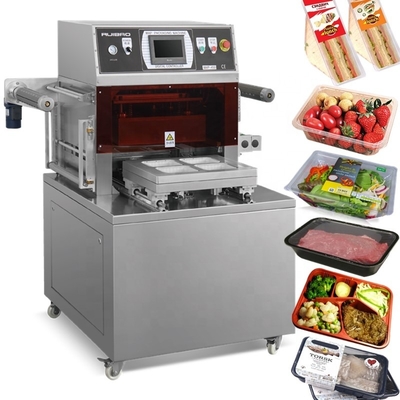 Do vácuo semi automático da máquina da selagem da bandeja do mapa da fonte da fábrica resplendor de embalagem do nitrogênio do aferidor da bandeja para o sanduíche da carne de peixes da salsicha